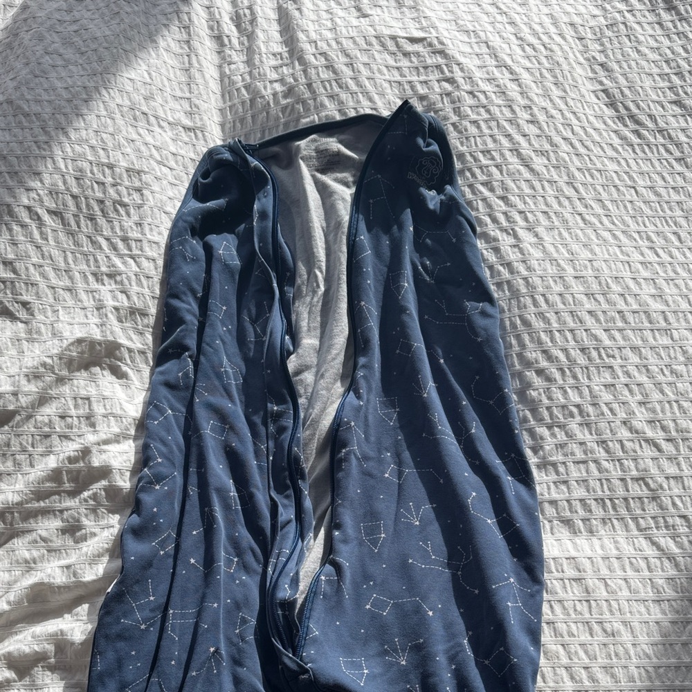Woolino Gray with Blue footed sleep sack 4 season